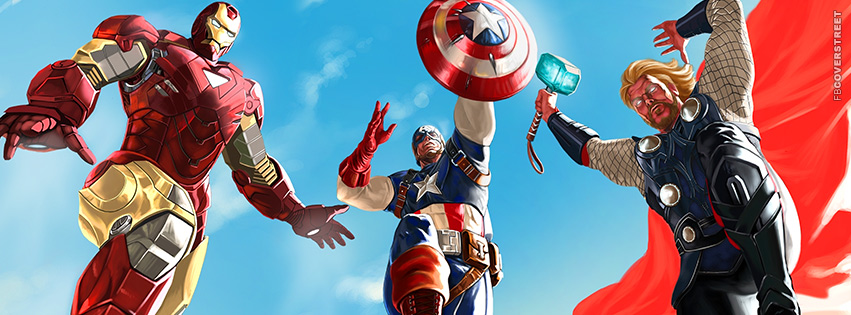 Ironman Captain America and Thor Avengers Artwork Facebook Cover