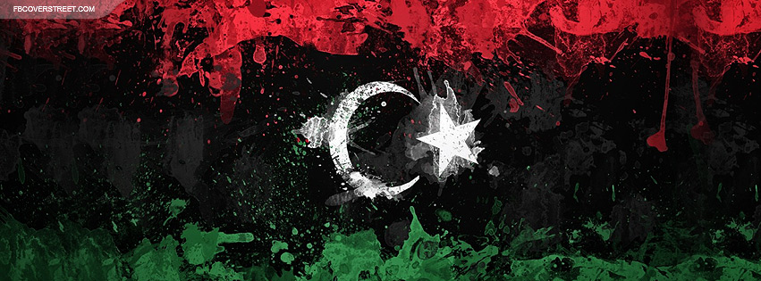 Libya Flag Paint Splattered Facebook Cover