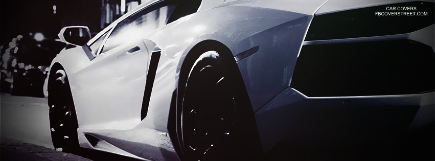 White Lamborghini Aventador Facebook cover