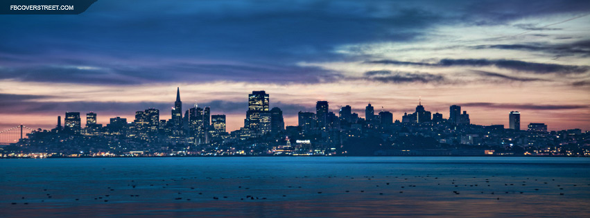 San Francisco California Night Skyline Facebook Cover