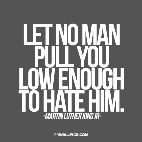 Let No Man Pull You Low Enough To Hate MLK Advice Quote Facebook picture