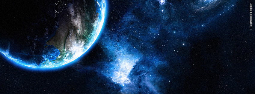 Earth Floating Through Abstract Space  Facebook Cover