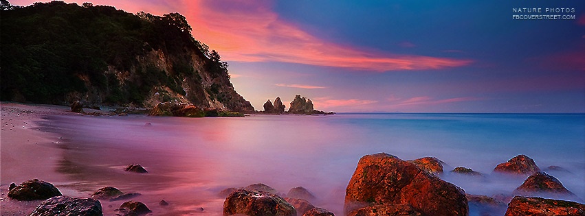 Rocky Beach Sunset View Facebook Cover