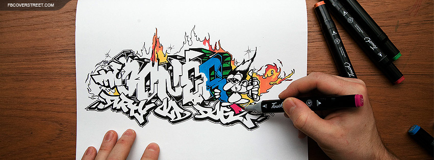 Graffiti Artist Drawing On Paper Facebook cover