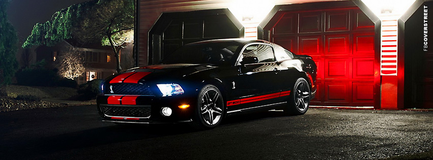 Shelby 500 Black Red Stripes  Facebook cover