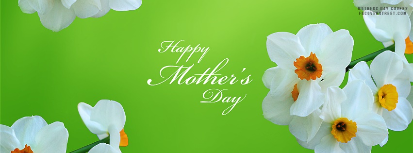 Happy Mothers Day White Flowers Facebook cover