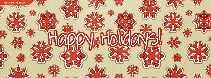 Happy Holidays Red Falling Snowflakes Facebook cover