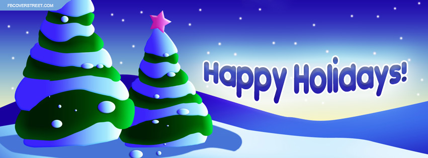 Happy Holidays Winter Landscape Facebook cover