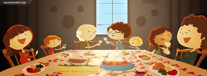 Family Thanksgiving Dinner Artwork Facebook cover
