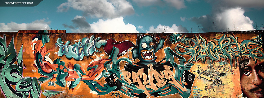 Awesome Graffiti Art On Rusted Wall Facebook cover