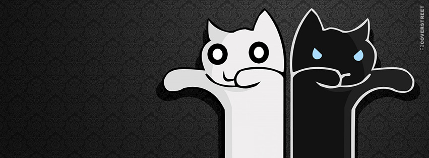 Black and White Cat Artwork Minimal  Facebook Cover