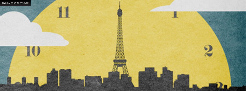 Paris Eiffel Tower Clock Artwork  Facebook cover