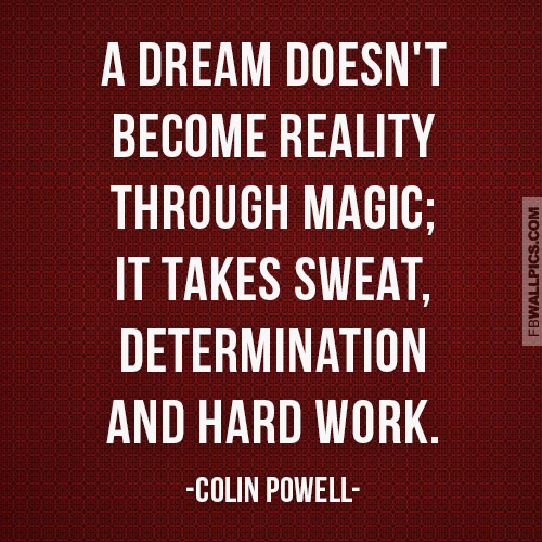 Colin Powell Determination and Hard Work Quote  Facebook Pic
