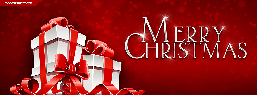 Merry Christmas Stacked Presents Facebook cover