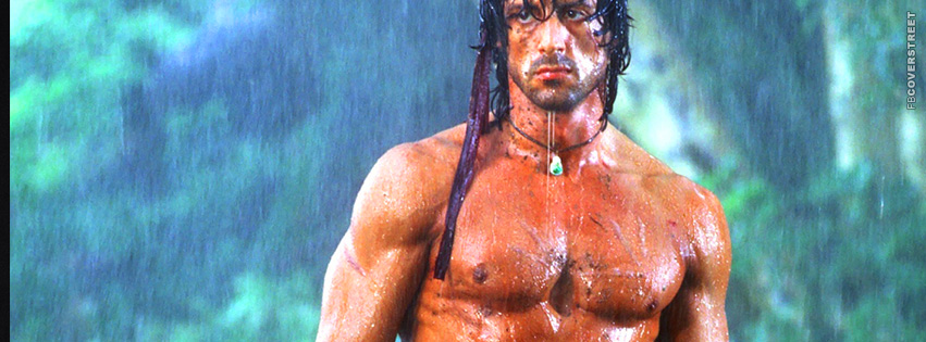 Rambo Shirtless Raining Photo Sylvester Stallone Movie Facebook cover