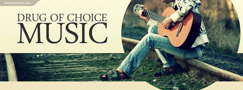 My Drug of Choice Is Music Girl Guitar Quote Facebook cover