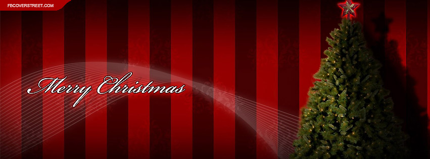 Merry Christmas Pine Christmas Tree Facebook cover
