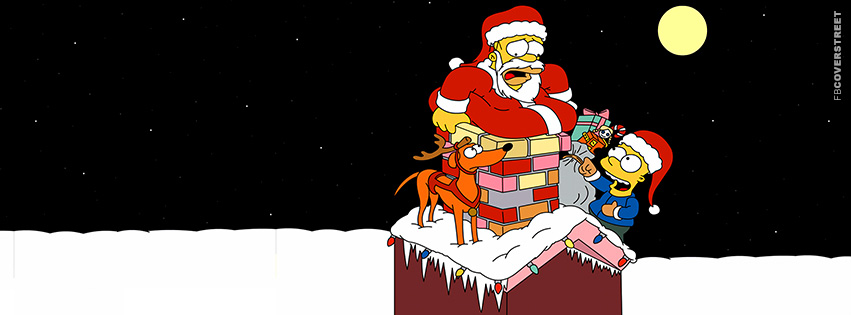 The Simpsons Bart and Homer Santa Christmas Facebook Cover