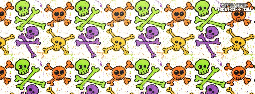 Colorful Drawn Skulls 1 Facebook cover