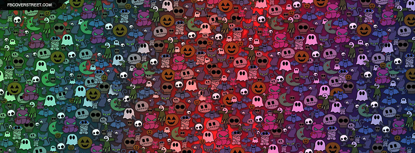 Colorful Halloween Doodles Pattern Facebook cover