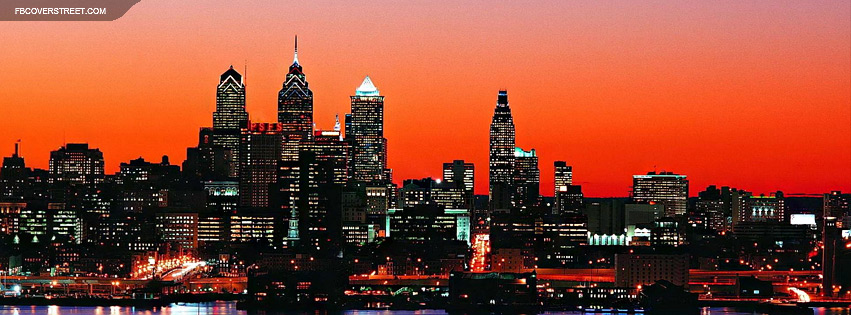 Philly Sunset Skyline  Facebook Cover