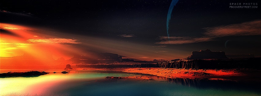 Alien Planet With Awesome Landscape Facebook cover