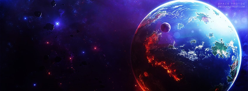 Hot & Cold Planet Surrounded By Space Debris Facebook cover