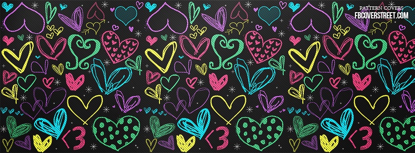 Colorful Drawn Hearts 1 Facebook cover