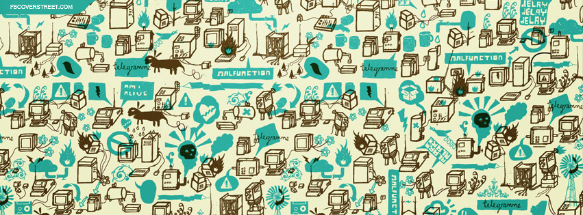 Cool Computer Doodles Pattern Facebook cover
